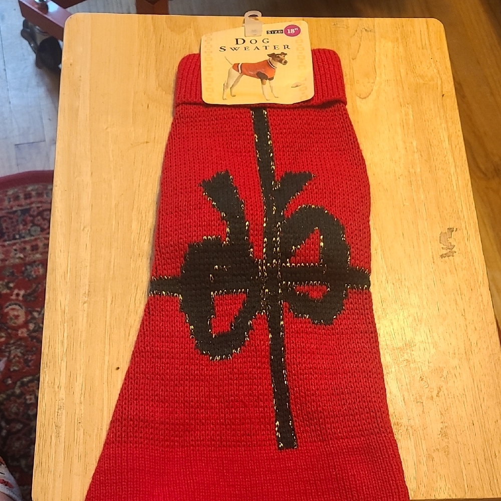 Red Dog Sweater with Black Design